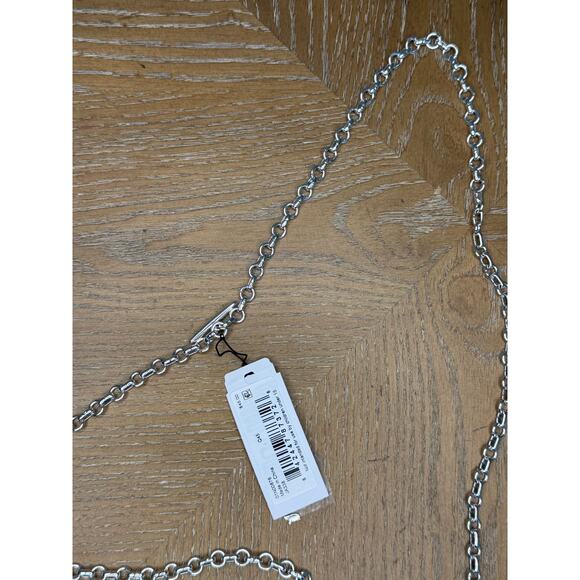 Anne Klein Silver Tone Blue Crystal Pendant Necklace Adjustable New - Picture 7 of 7